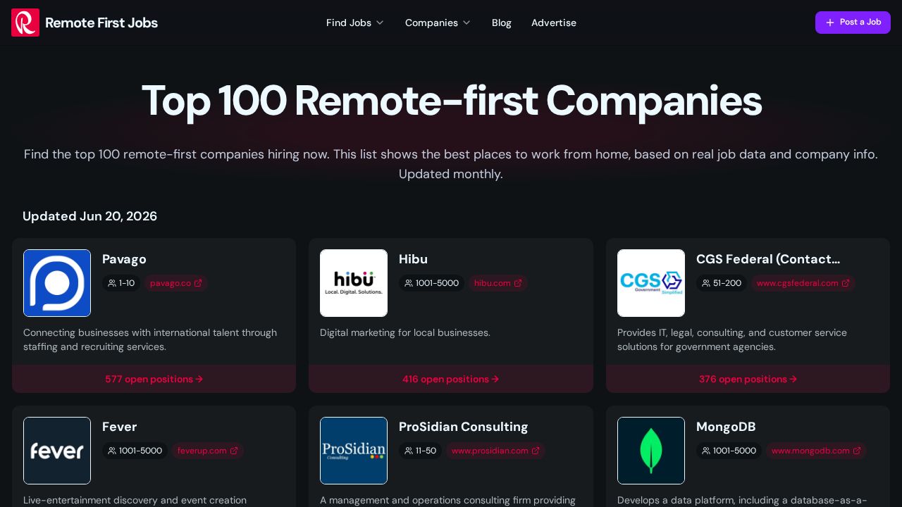 Top 100 Remote-first Companies - Oct 2025